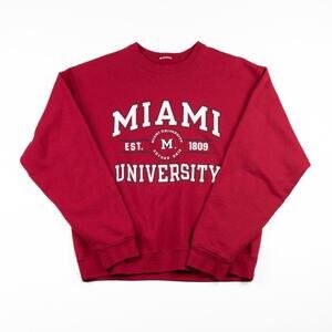 Vintage 1990s Miami University RedHawks Crewneck Sweatshirt Red Men’s L